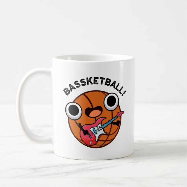 Bassketball Funny Basketball Music Pun  Coffee Mug (Left)