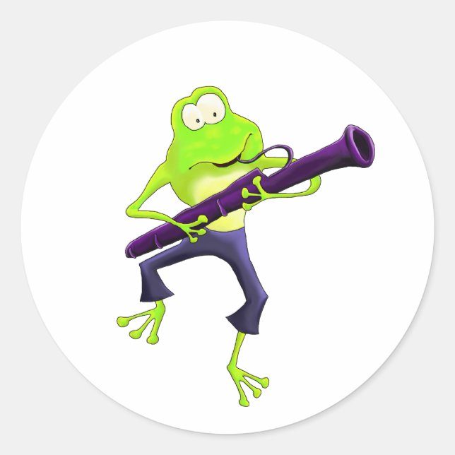 Bassoon Frog Classic Round Sticker (Front)