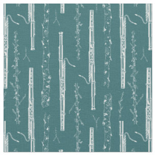 Bassoon Instrument Music Orchestra Band Craft Teal Fabric