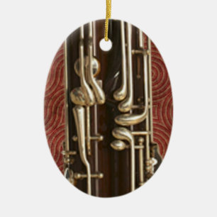 Bassoon Keys on Dark Red Ceramic Tree Decoration
