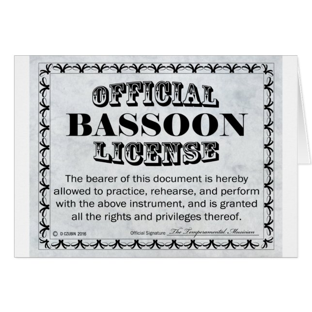 Bassoon License (Front Horizontal)