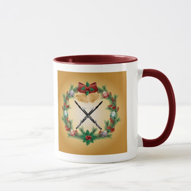 Bassoon Music Christmas Wreath Gift Mug (Right)
