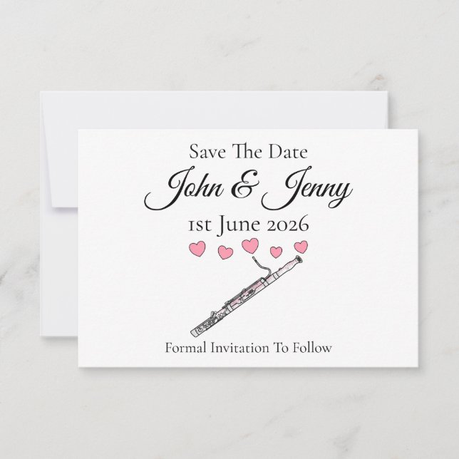 Bassoon Musician Wedding Save The Date (Front)