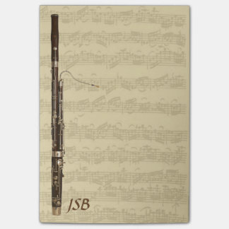 Bassoon on Bach Cello Suite Custom Monogram Post-it Notes