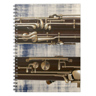 Bassoon on Faded Denim Look Spiral Notebook