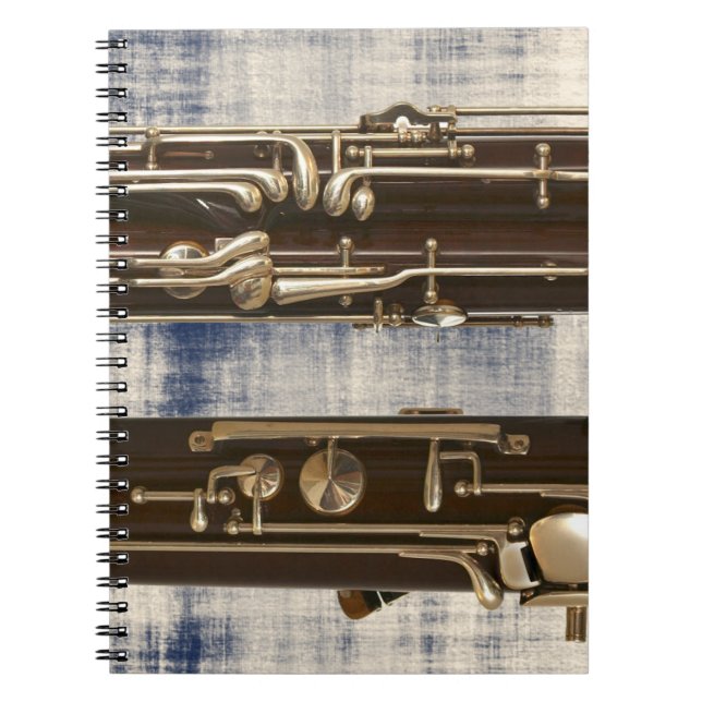 Bassoon on Faded Denim Look Spiral Notebook (Front)