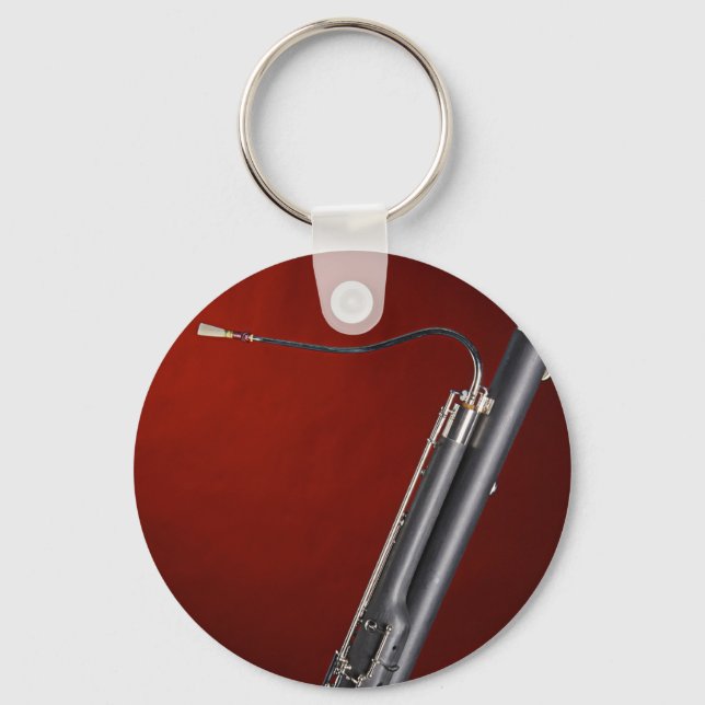 Bassoon Picture on Red Background Keychain (Front)