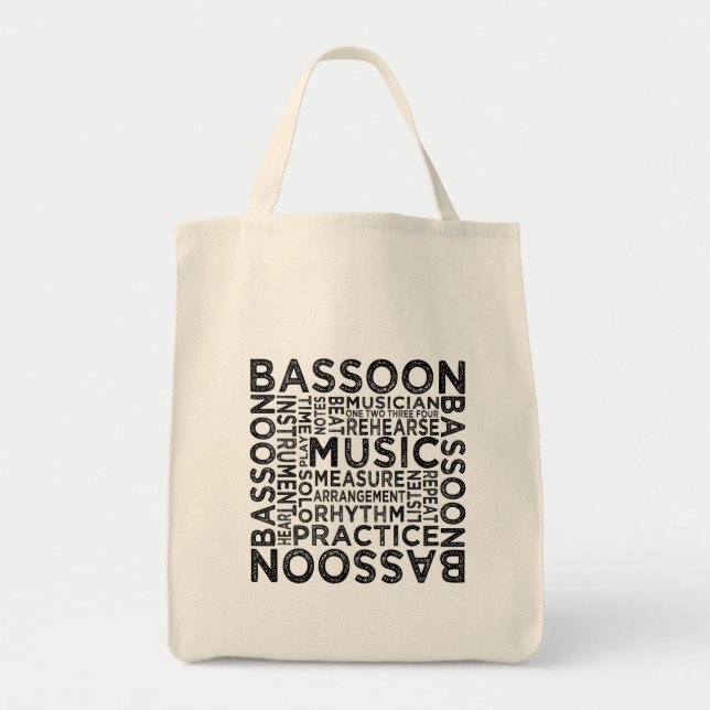 Bassoon Typography Tote Bag (Front)
