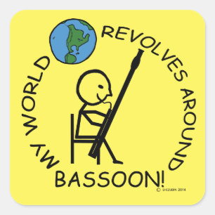 Bassoon - World Revolves Around Square Sticker