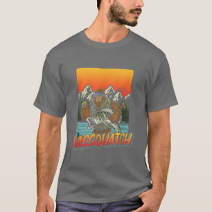 Bassquatch Funny Bass Fishing Sasquatch Retro 80s  T-Shirt