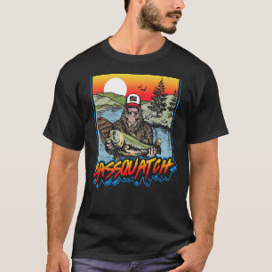 Bassquatch! Funny Bass Fishing Sasquatch Retro 80s T-Shirt
