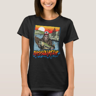 Bassquatch! Funny Bass Fishing Sasquatch Retro 80s T-Shirt