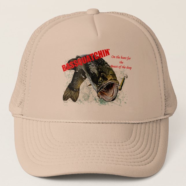 Bassquatchin' on the hunt trucker hat (Front)