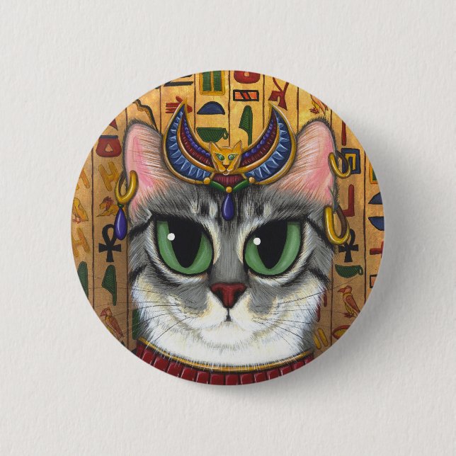 Bast Goddess Egyptian Bastet Cat Art Button (Front)