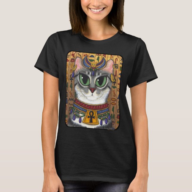 Bast Goddess Egyptian Bastet Cat Art T-Shirt (Front)