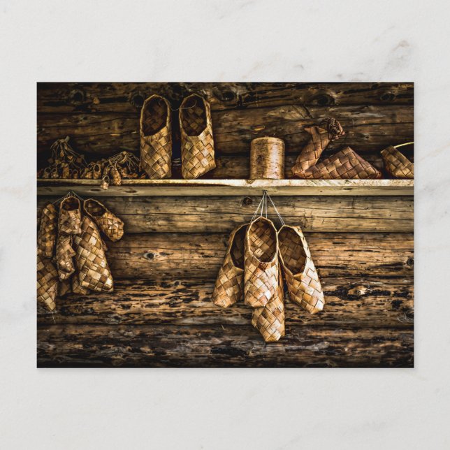 Bast shoes on the wall postcard (Front)