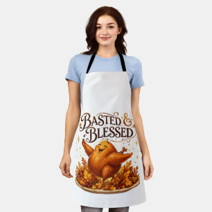 Basted & Blessed Funny Turkey Thanksgiving Dinner  Apron