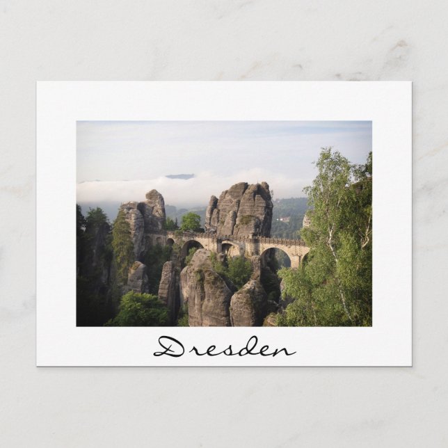 Bastei Bridge near Dresden white postcard (Front)