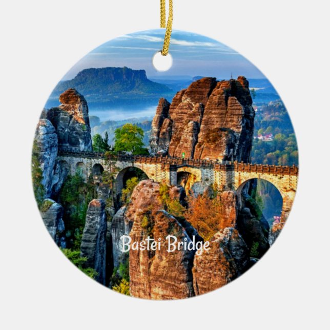 Bastei Bridge, Saxon, Switzerland Ceramic Tree Decoration (Front)