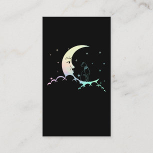 Bastet Ancient Egypt Cat Pastel Goth Moon Crescent Business Card