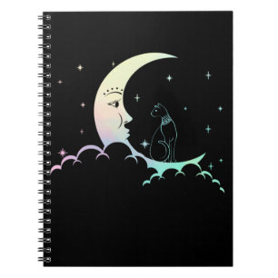 Bastet Ancient Egypt Cat Pastel Goth Moon Crescent Notebook