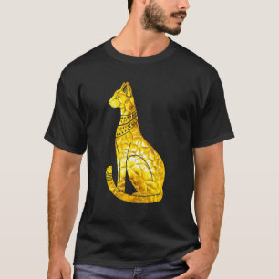 Bastet Cat Egyptian Golden Polygon Hieroglyph Arch T-Shirt
