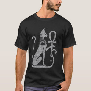 Bastet cat goddess ancient Egyptian ankh distresse T-Shirt