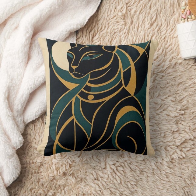 Bastet Cat Goddess Throw Pillow (Blanket)