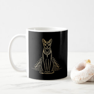 Bastet, Egyptian Cat Goddess in front of a pyramid Coffee Mug