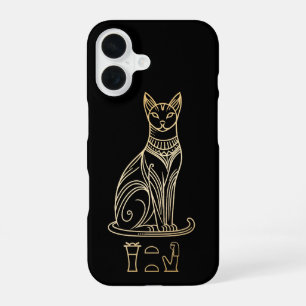 Bastet, Egyptian Cat Goddess. Name in hieroglyphs iPhone 16 Case