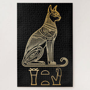 Bastet, Egyptian Cat Goddess. Name in hieroglyphs Jigsaw Puzzle