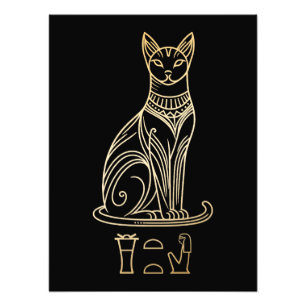 Bastet, Egyptian Cat Goddess. Name in hieroglyphs Photo Print