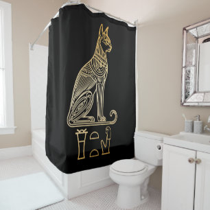 Bastet, Egyptian Cat Goddess. Name in hieroglyphs Shower Curtain
