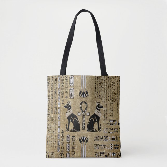 Bastet - Egyptian Cats And Ankh Cross Tote Bag (Front)