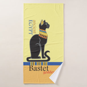Bastet or Bast. Acient Egyptian goddess Bath Towel