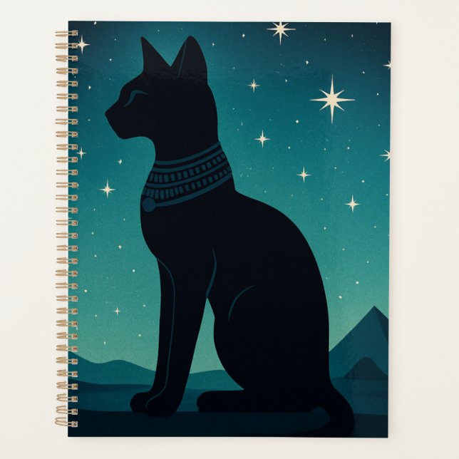 Bastet Planner Starry Egyptian Cat Art (Front)