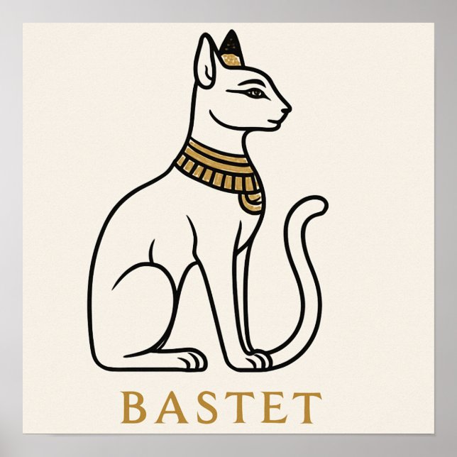 Bastet Poster Egyptian Cat Goddess Art (Front)