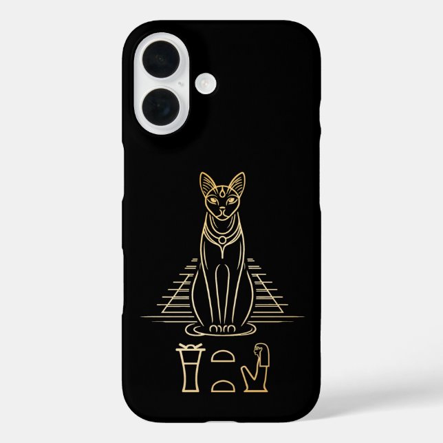 Bastet with name in hieroglyphs and Egypt Pyramid Case-Mate iPhone Case (Back)
