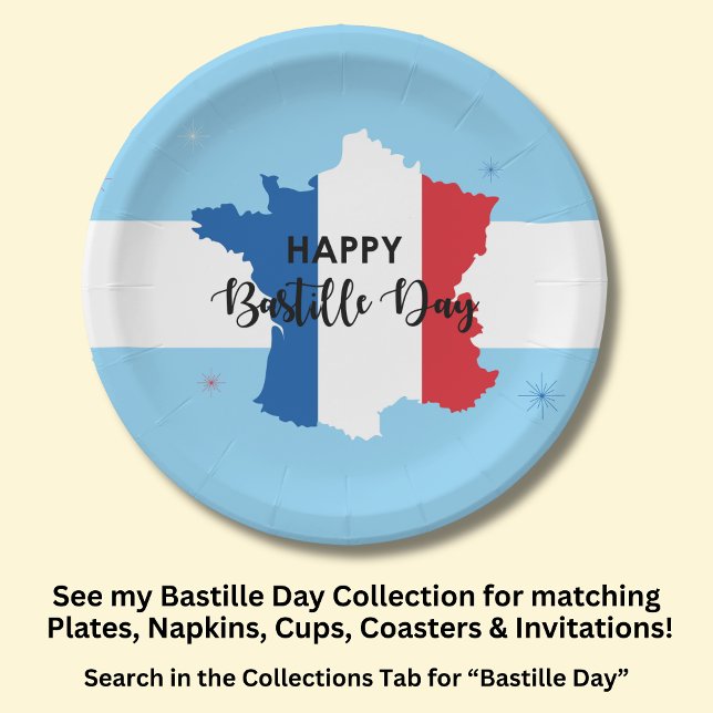 Bastille Day 14th July France French National 7" Paper Plate (Creator Uploaded)