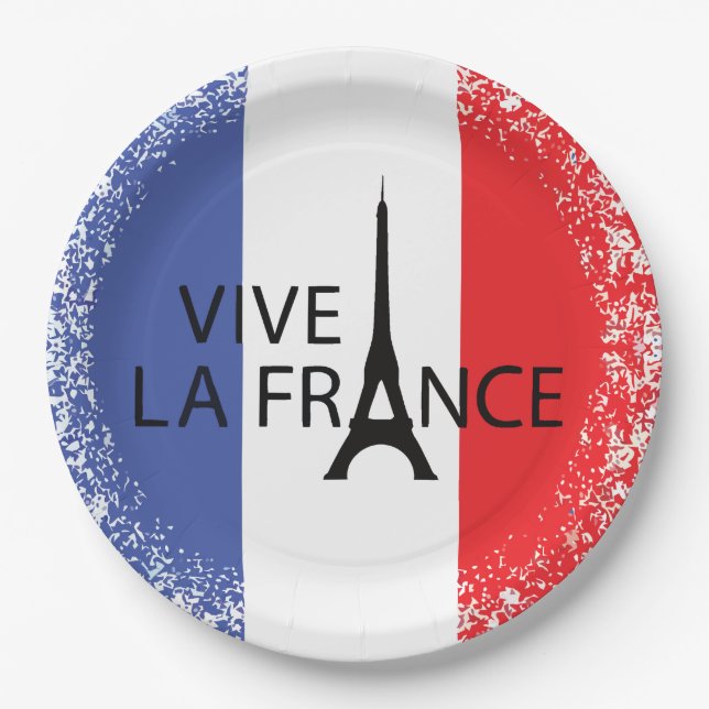 Bastille Day 14th July France French National 9" Paper Plate (Front)