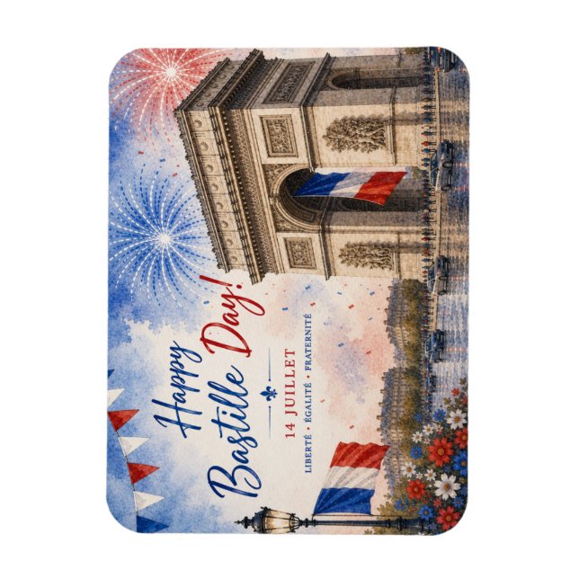 Bastille day Arc de triomphe Paris France firework Magnet (Vertical)