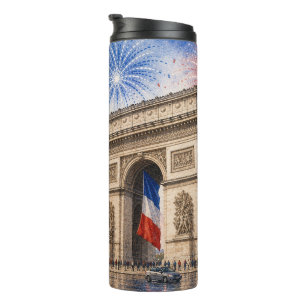 Bastille day Arc de triomphe Paris France firework Thermal Tumbler