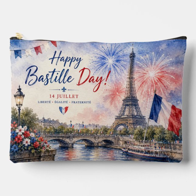 Bastille Day Eiffel Tower River Seine fireworks Accessory Pouch (Front)