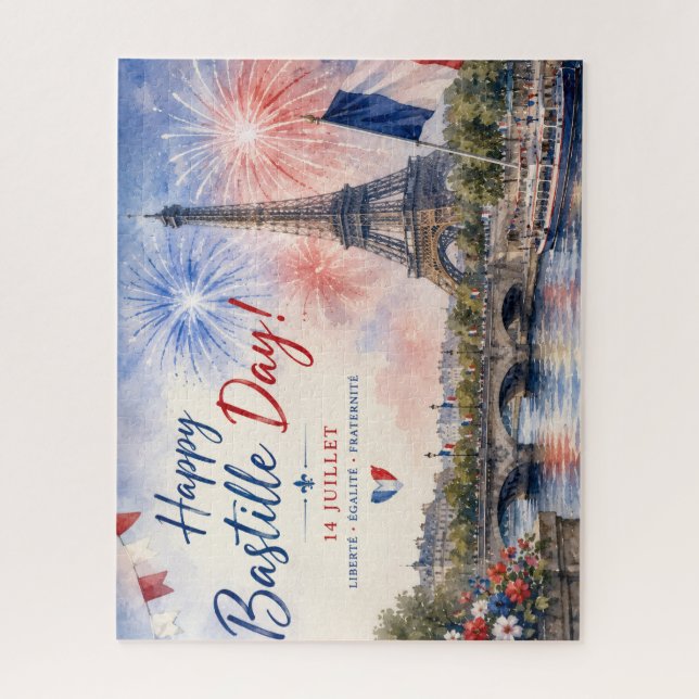 Bastille Day Eiffel Tower River Seine fireworks Jigsaw Puzzle (Vertical)