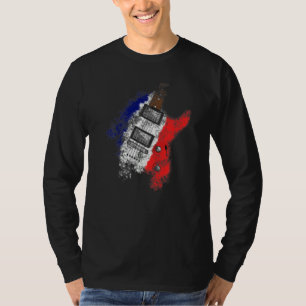 Bastille Day French Flag Electric Guitar Guitarist T-Shirt