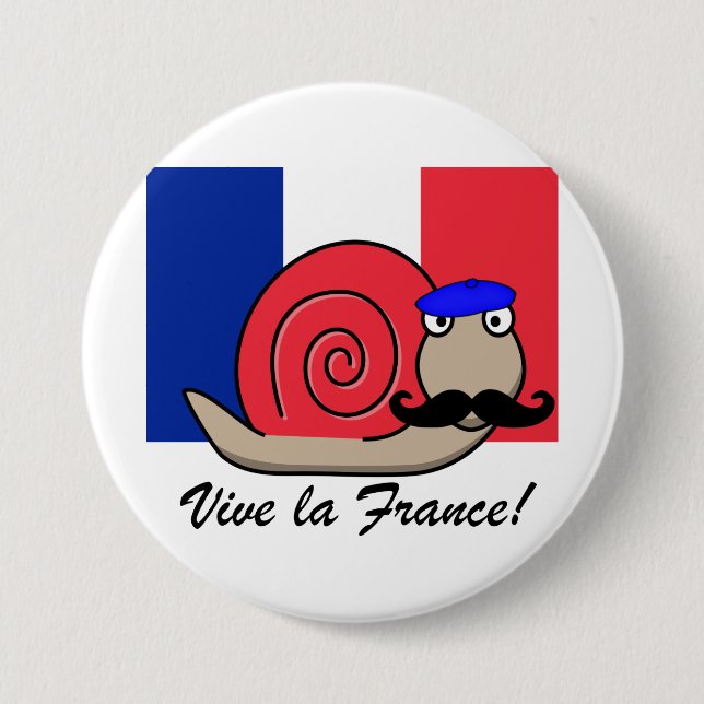 Bastille Day French Snail in a Beret 7.5 Cm Round Badge (Front)