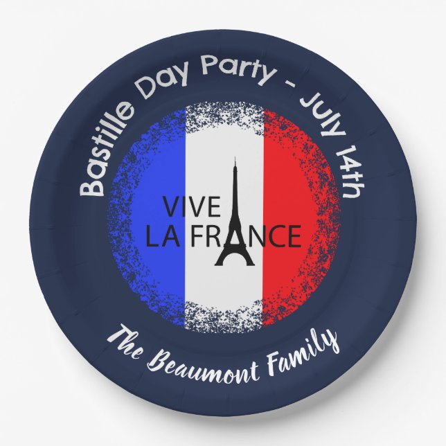 Bastille Day July 14th Celebration  Paper Plate (Front)