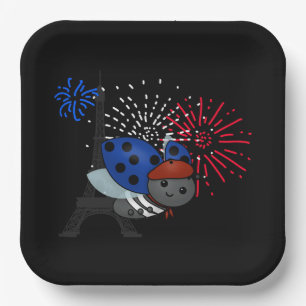 Bastille Day Ladybug, smile Paper Plate