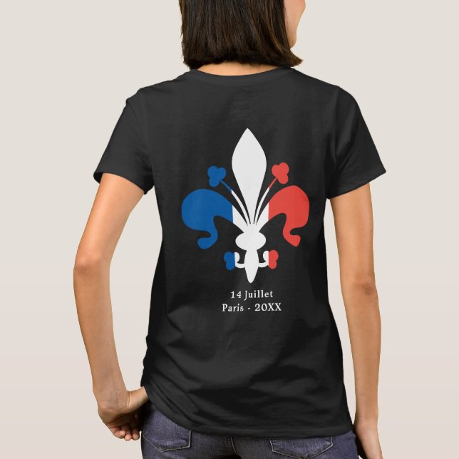 Bastille Day Paris France 14 Juillet Custom Text T-Shirt (Back)