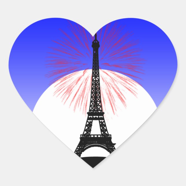 Bastille Day paris Heart Sticker (Front)